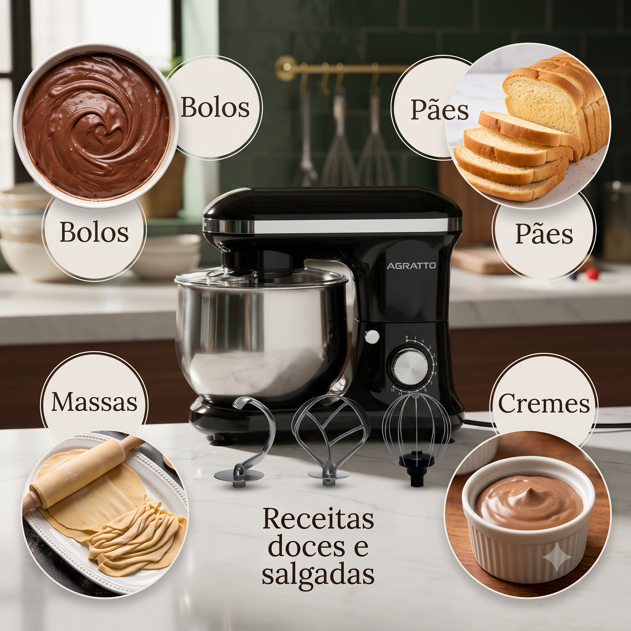 Batedeira Planetaria Agratto 700w 5l Inox 12 Veloc. 127v — foto 2
