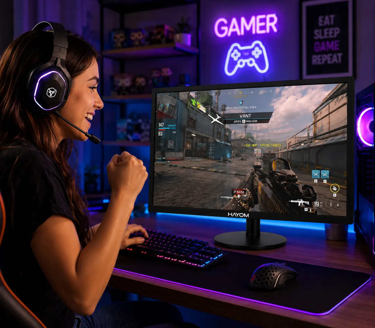 Monitor Hayom 19 Pol Hdmi Vga 75hz Pc Notebook Ps4 Ps5 Xbox — foto 4