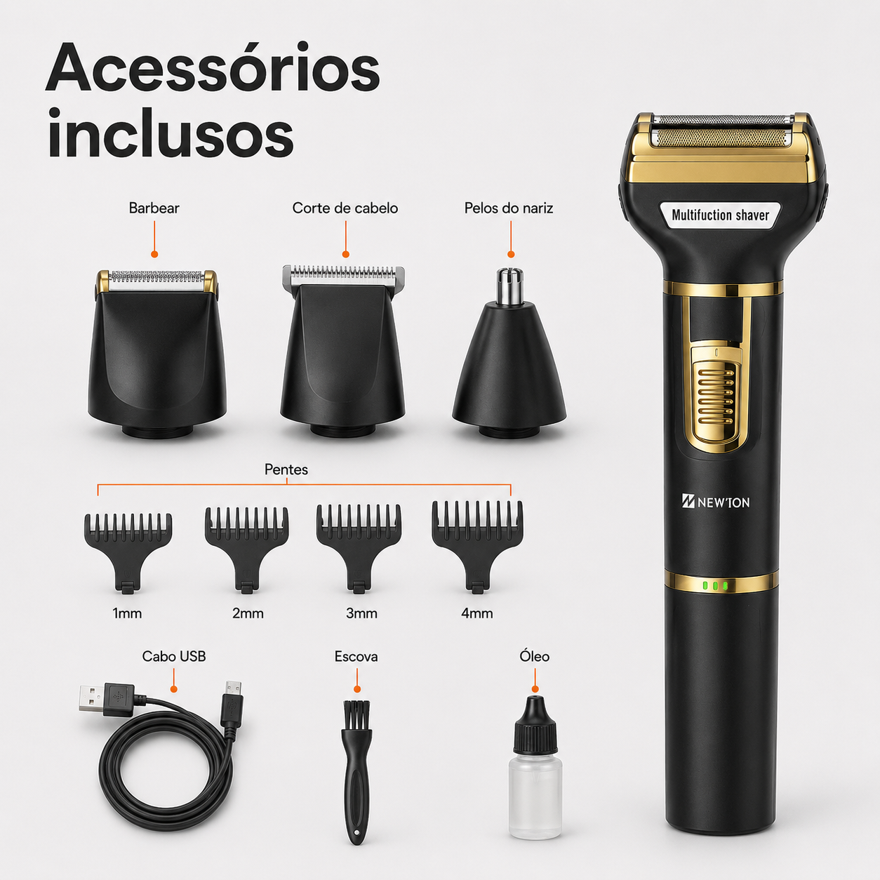 Barbeador Eletrico 3 Em 1 Usb Recarregável Potente 9003 — foto 2