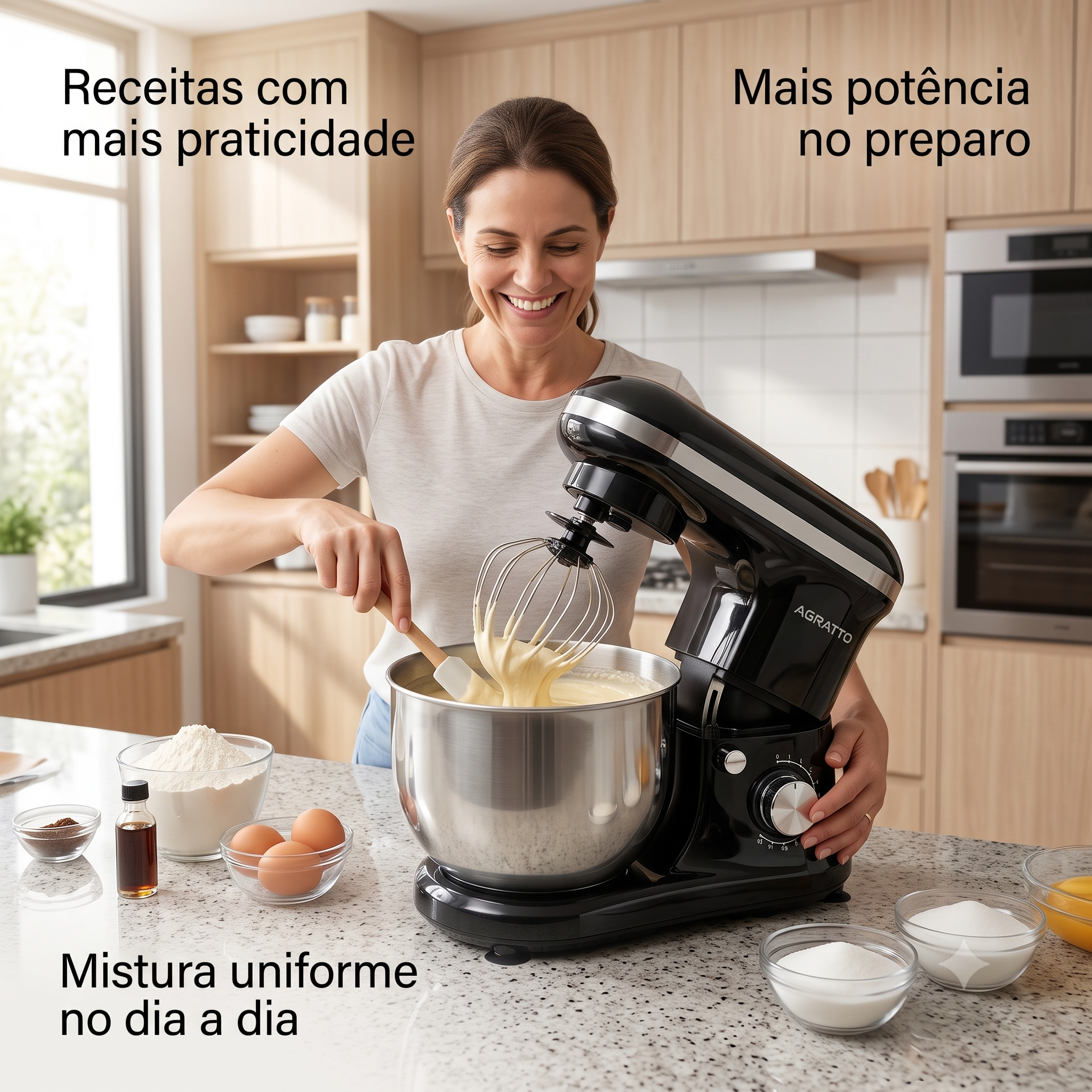 Batedeira Planetaria Agratto 700w 5l Inox 12 Veloc. 127v — foto 3