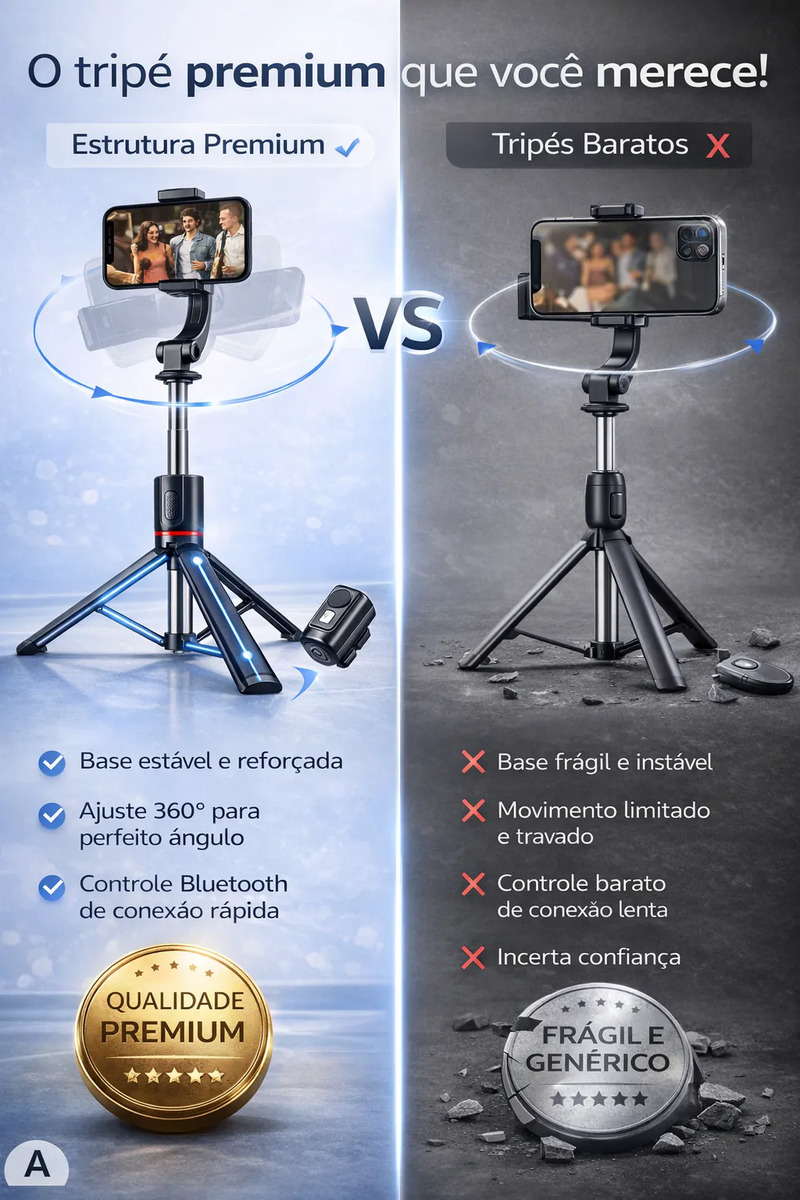 Bastão Pau Selfie Tripé Portátil Bluetooth 1,708m Controle — foto 4