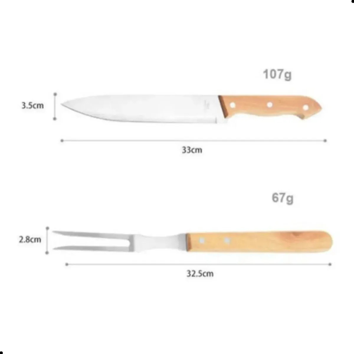 Kit Churrasco Inox Completo 04 Peças Madeira Estojo — foto 4