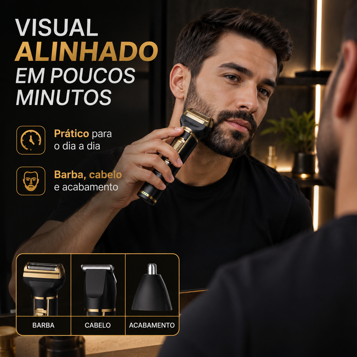 Barbeador Eletrico 3 Em 1 Usb Recarregável Potente 9003 — foto 3