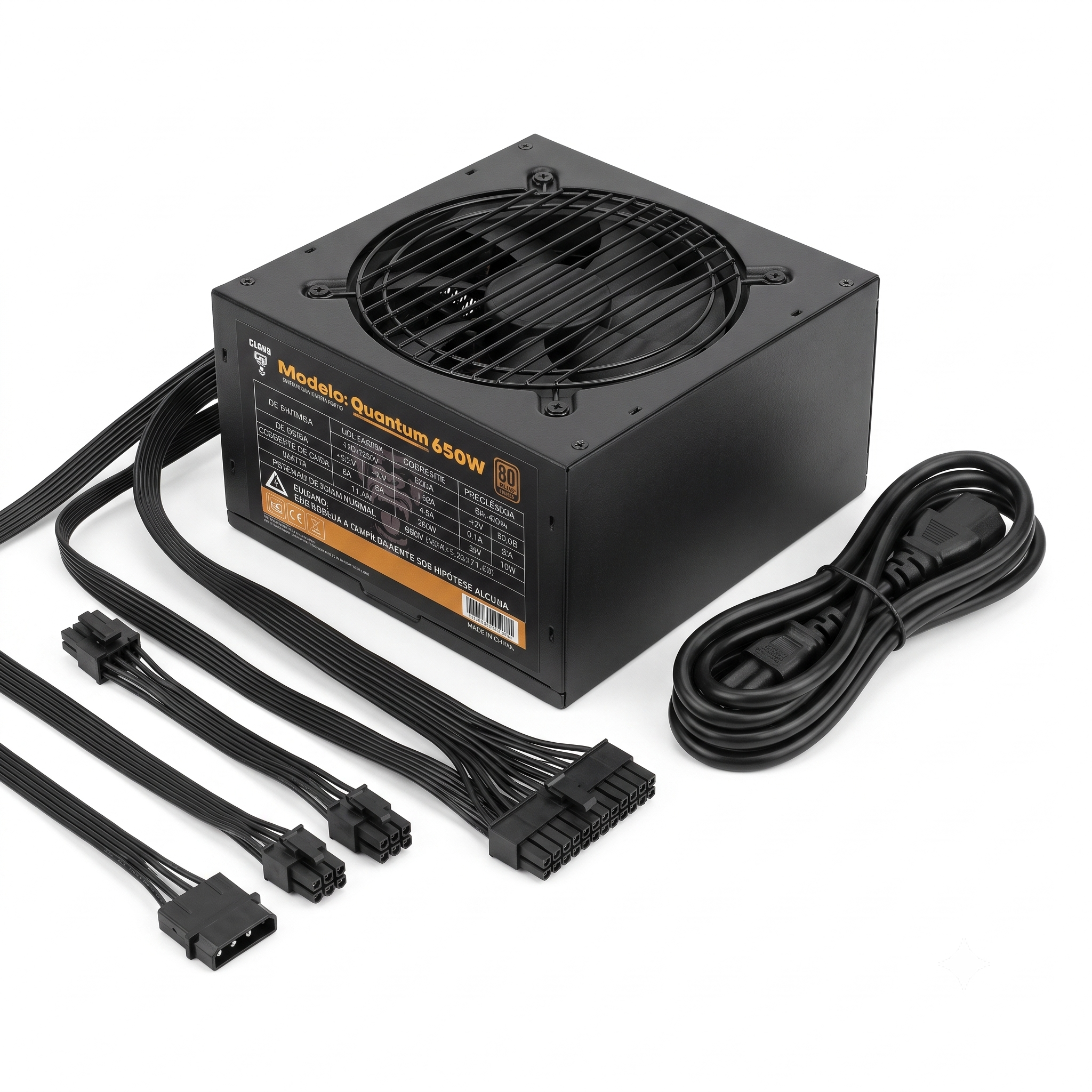 Fonte Gamer Clanm Quantum 650w 80 Plus Bronze Pfc Ativo Bivolt Cabo — foto 1