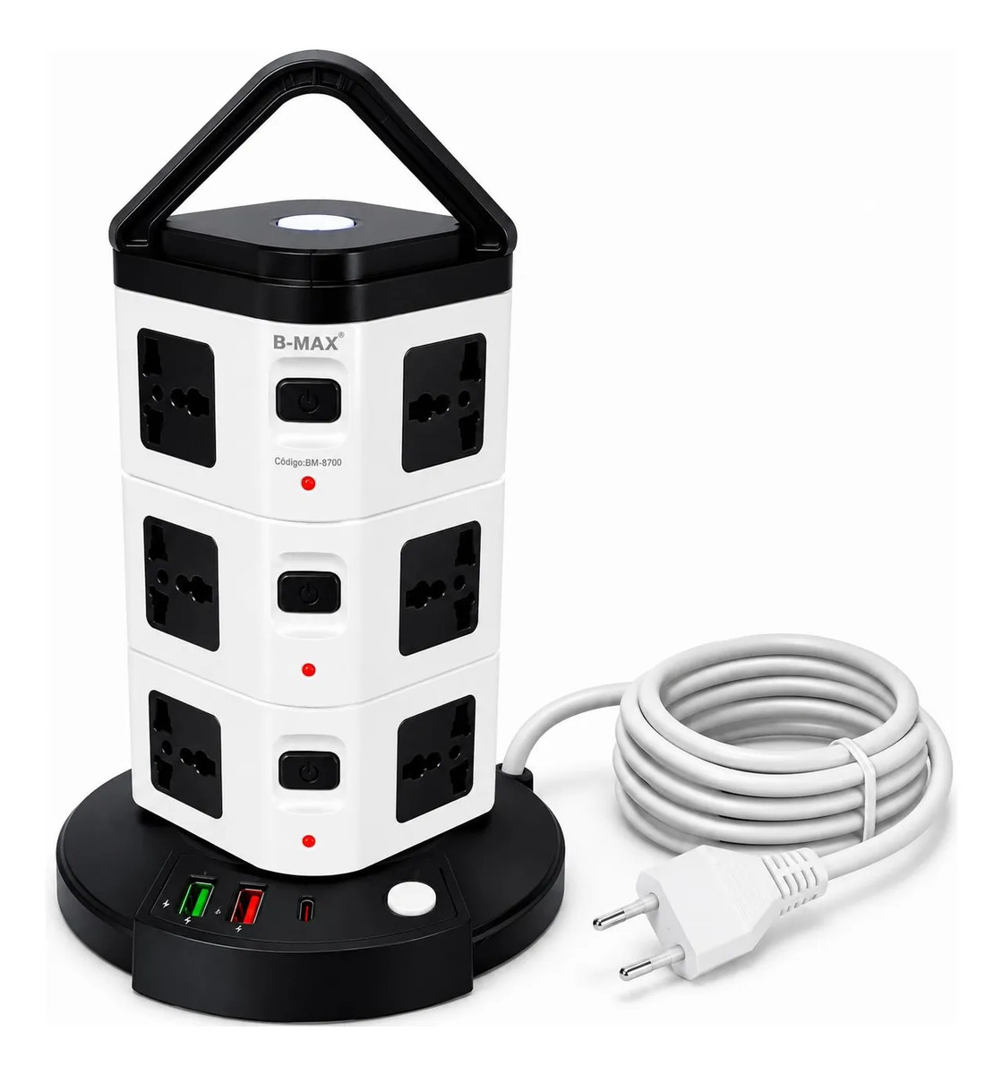 Torre 12 Tomada Regua Extensão Filtro Linha Usb-a Usb-c D 3m — foto 1