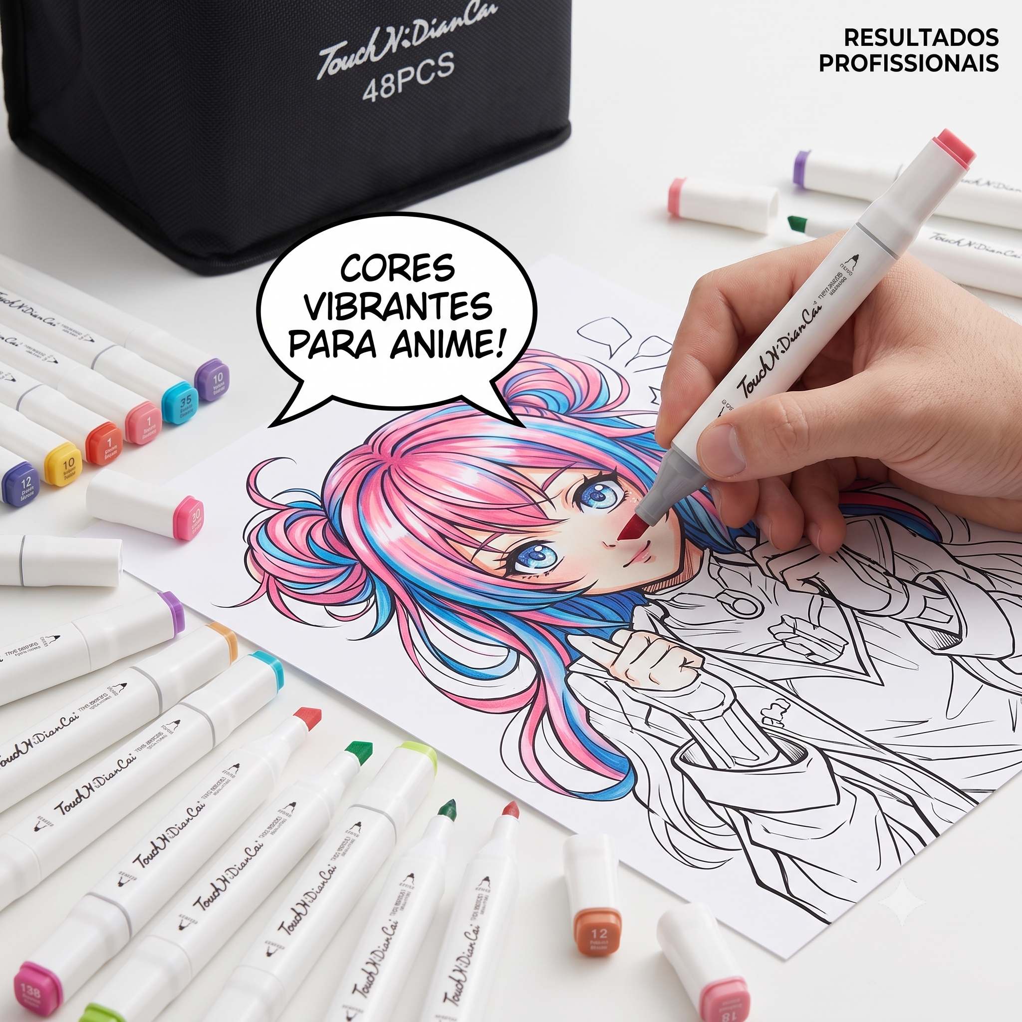 Kit De Canetas Marcadoras Ponta Dupla 48 Cores Para Desenho — foto 3
