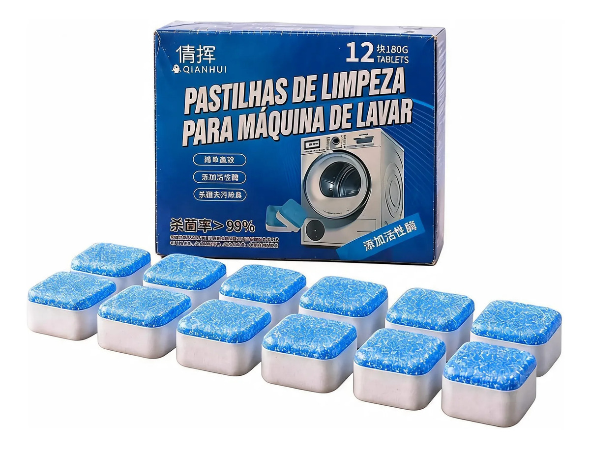 Pastilhas Efervescentes para Limpeza de Máquina de Lavar Roupas e Lava Louça (12 Unidades) — foto 1