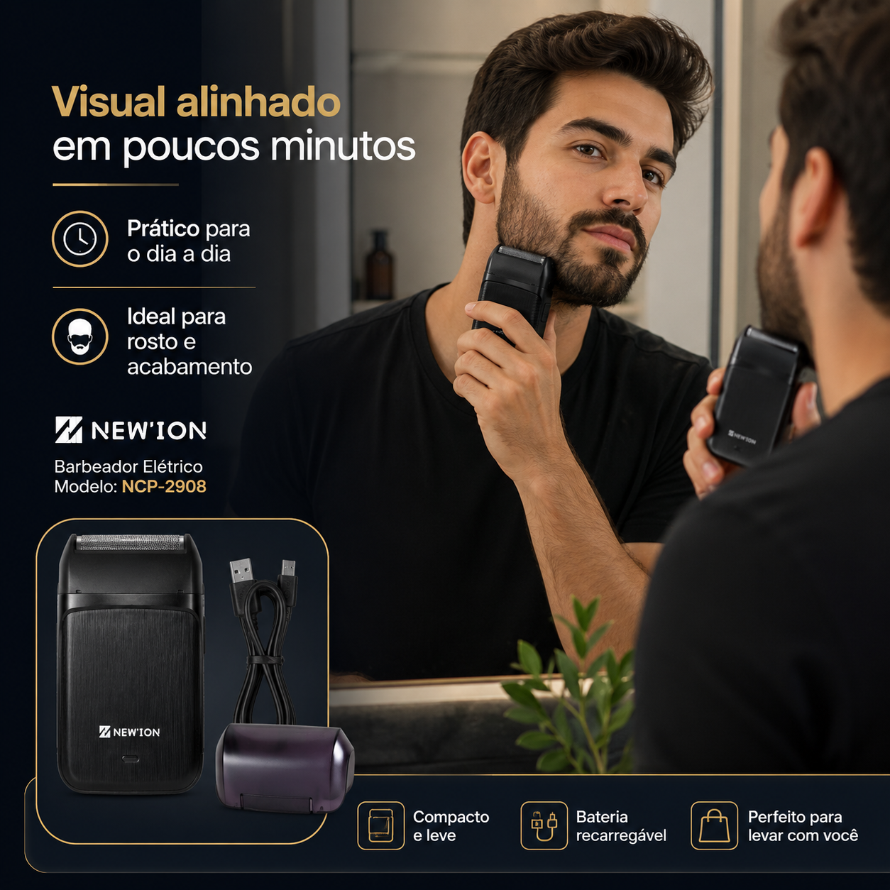Barbeador Recarregável Sem Fio Elétrico Profissional Ncp2908 — foto 4