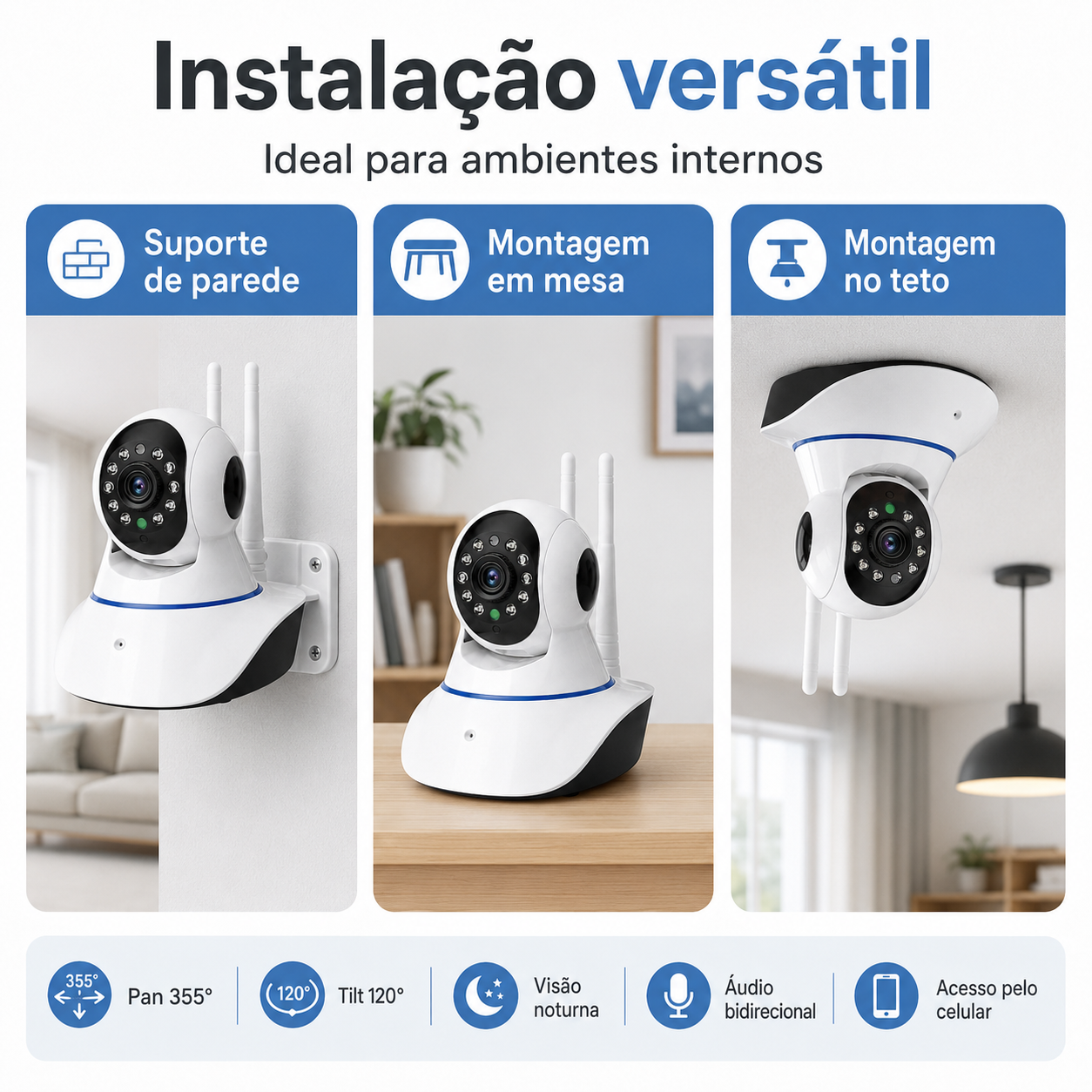 Câmera de Segurança Kapbom KA-S069 Wi-Fi Visão Noturna 3 Antenas — foto 1