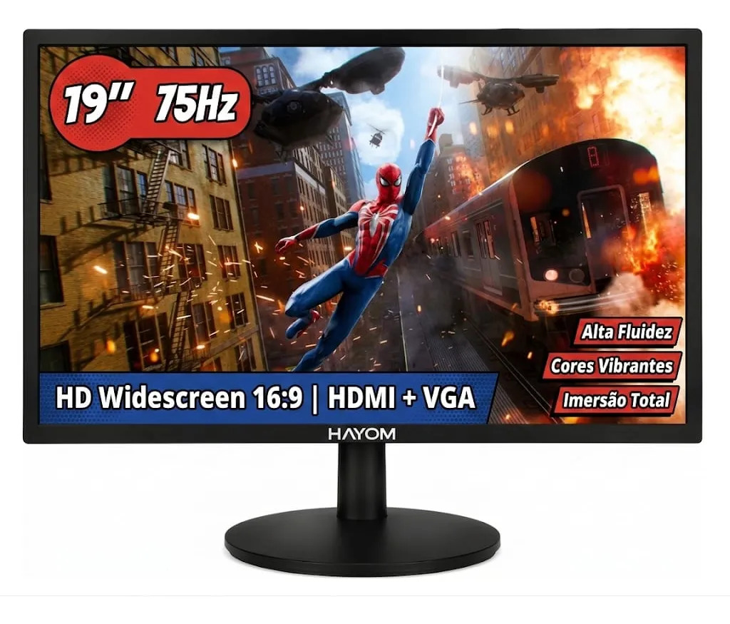 Monitor Hayom 19 Pol Hdmi Vga 75hz Pc Notebook Ps4 Ps5 Xbox — foto 5