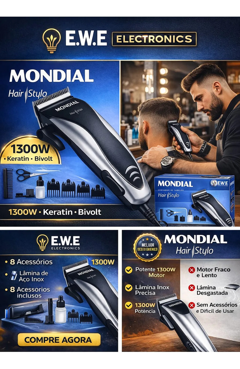 Máquina Cortar Cabelos Hair Stylo Mondial — foto 2