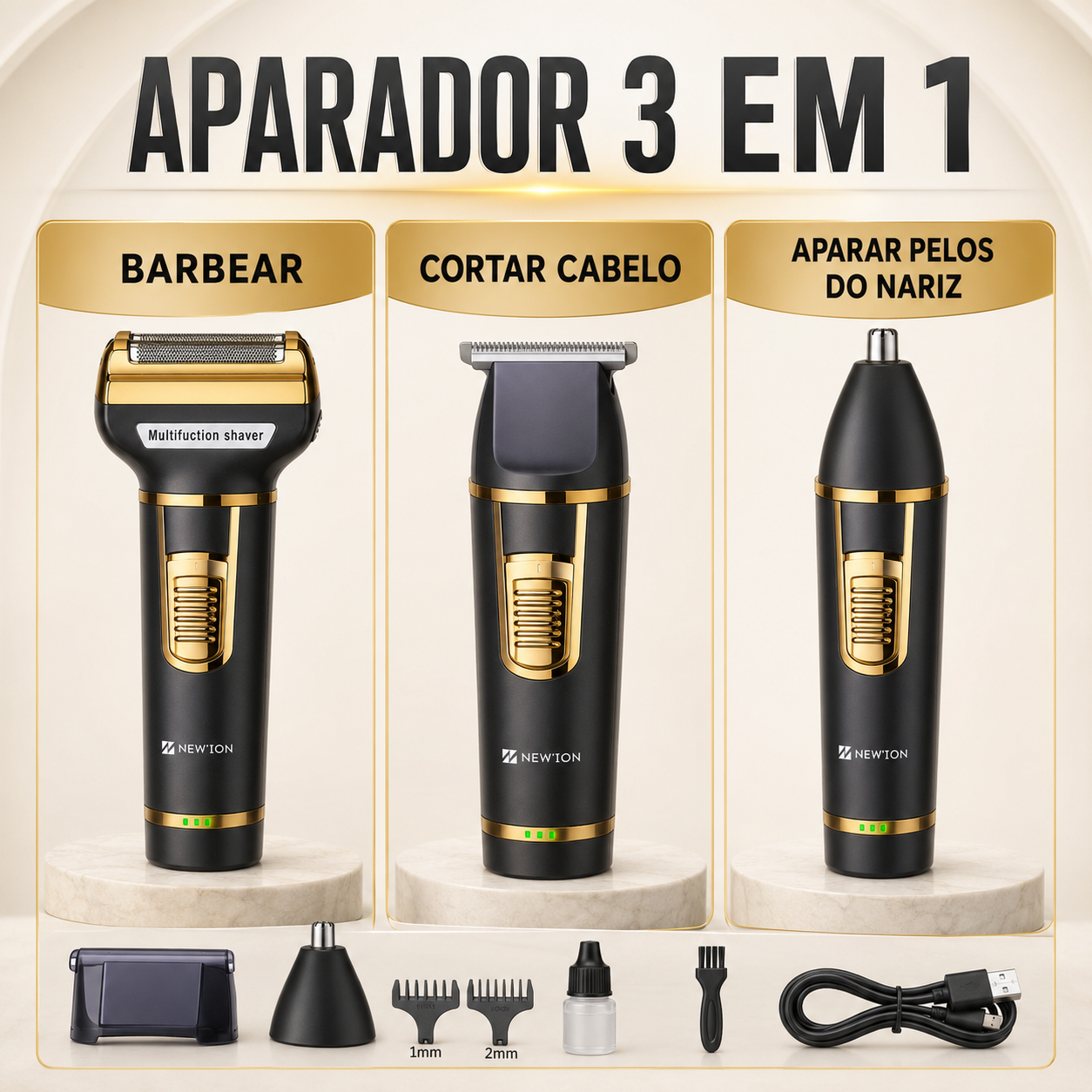 Barbeador Eletrico 3 Em 1 Usb Recarregável Potente 9003 — foto 1